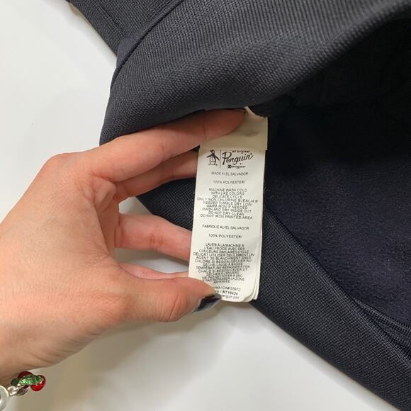 Original Penguin Jacket Mens L Large Black Full Zip Activewear Track Bomber - Picture 4 of 11